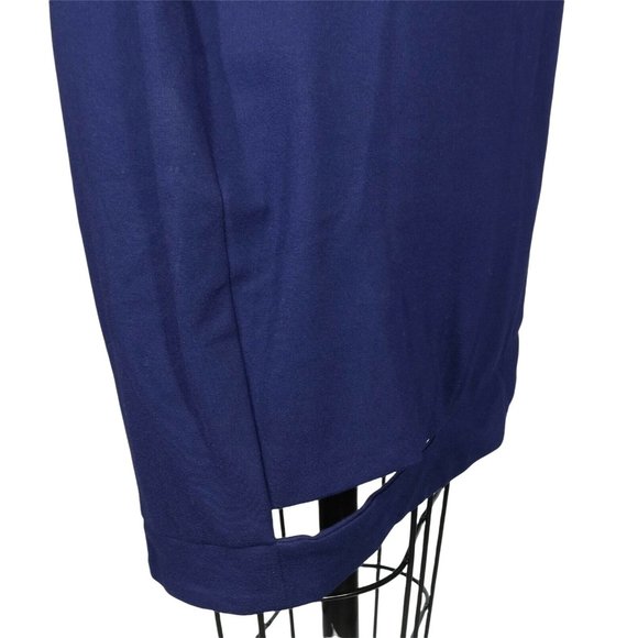 BLACK HALO Size 8 Navy Blue Kaia Scuba Knit Cut Out Hem Bodycon Sheath Dress - Picture 3 of 4